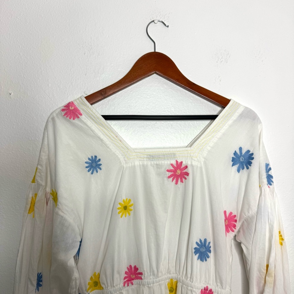 Something‎ Navy Rainbow Multi Flower Embroidered Tiered Long Sleeve Maxi Dres - Picture 7 of 9